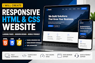 create a responsive HTML CSS landing page or website