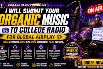submit your organic music to college radio for global airplay