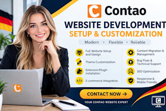 build customize update contao cms website with ecommerce integration fix bugs