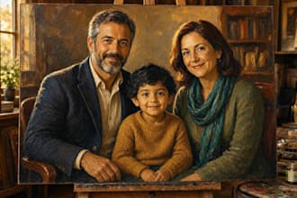 paint customized portraits into an oil painting
