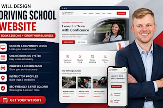 design driving school website driving lesson website online booking website