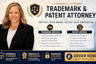 be your trademark and patent attorney for uspto filing, search and amazon brand