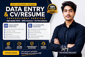 do data entry, CV and resume creation