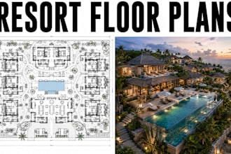 design resort floor plans hospitality architectural development blueprint