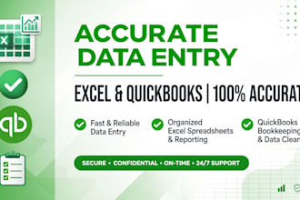 do accurate data entry, excel clean up and bookkeeping