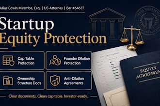 draft startup anti dilution agreements and equity clauses as a US attorney