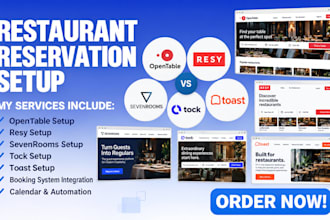 setup opentable, resy, sevenrooms, tock and toast restaurant reservation