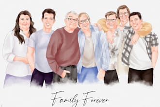 draw a personalized portrait in watercolor style