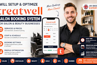 setup and optimize treatwell connect booking system for salon, spa and beauty
