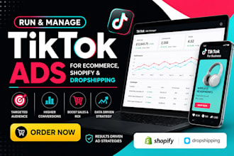 run and manage tiktok ads for ecommerce, shopify and dropshipping