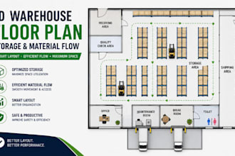 design 2d floor plan warehouse layout, storage material flow