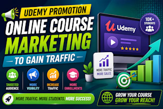 udemy promotion, online course marketing, to gain traffic