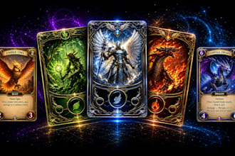 create custom tcg card design, pokemon trading card and game art