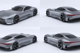 realistic 3d car model automotive design gt racing wide car body kit 3d printing