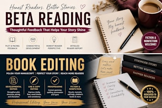 beta read your novel and provide detailed reader feedback