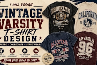 design vintage varsity t shirt, retro college and streetwear graphics
