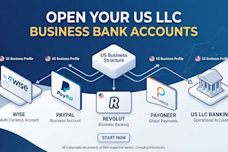 open US llc business wise account, paypal, revolut payoneer bank accounts