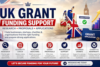 research UK grants, write grant proposals and applications