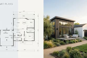 adu permit drawing garage conversion plans house blueprint city permit site plan