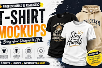 create professional t shirt mockups, clothing mockups and apparel designs