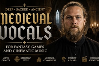 create deep sacred ancient medieval vocal for fantasy, games and cinematic music