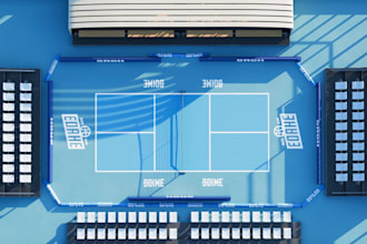 create 3d tennis, pickleball and racquet sports club designs