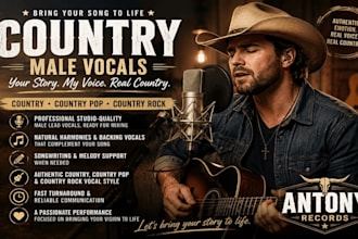 sing professional male country vocals and produce modern country music