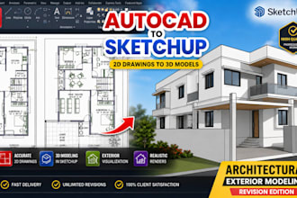create architectural diagrams, concepts and 3d renders in autocad sketchup revit