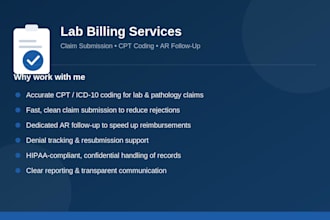 manage lab billing claim submission cpt coding and ar follow up