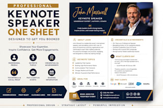 design professional speaker keynote one sheet media kit speakers press kit