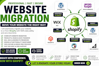 shopify migration woocommerce wix magento bigcommerce prestashop store transfer