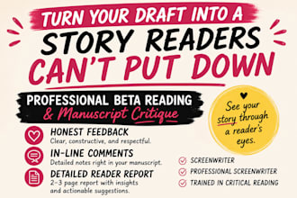 beta read and feedback your book