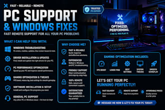 fix windows issues and provide PC support