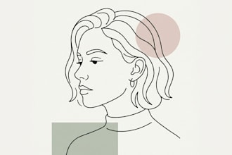 draw minimalist flat line art portrait illustration