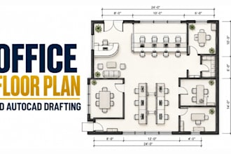 draft 2d office, working space floor plan with furniture layout