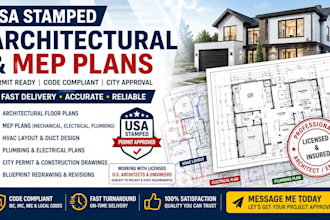 draw stamped architectural plan mep city permit floor plan florida california