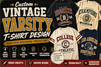 create vintage varsity t shirt designs for streetwear brands