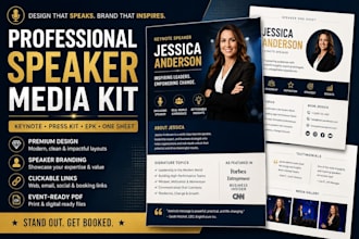 design a professional speaker media kit, keynote kit press kit,speaker epk