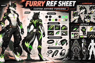 draw nsfw furry reference sheet and anthro character