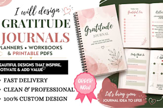 design gratitude journal design, planners, workbooks and printable pdfs design