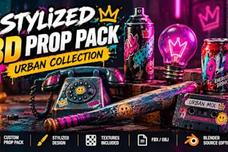 create stylized 3d game props packs