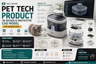 design 3d product pet tech accessory prototype cad model for production