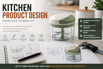 design innovative kitchen products and create professional 3d cad models
