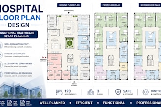 design a professional hospital floor plan and healthcare facility layout