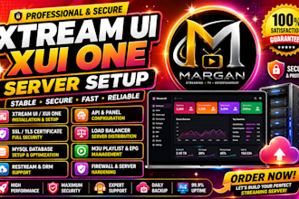 offer fully working xtream ui, xui one, ssl,tls, security, my sql with drm