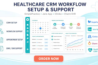 setup healthcare CRM workflow in simplepractice jane app cliniko and charm ehr