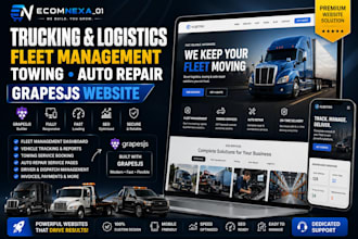 design trucking logistics fleet management towing auto repair grapesjs website