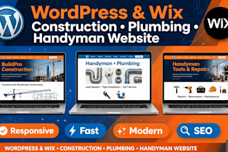 deisgn wordpress and wix website for construction, plumbing and handyman