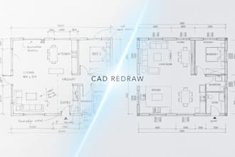 do PDF to autocad dwg, redraw hand sketch to cad 2d floor plan architect drawing
