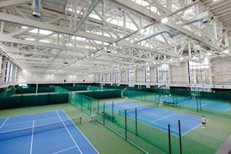 render 3d tennis court,indoor sports facility,steel roof,padel center,turf layer
